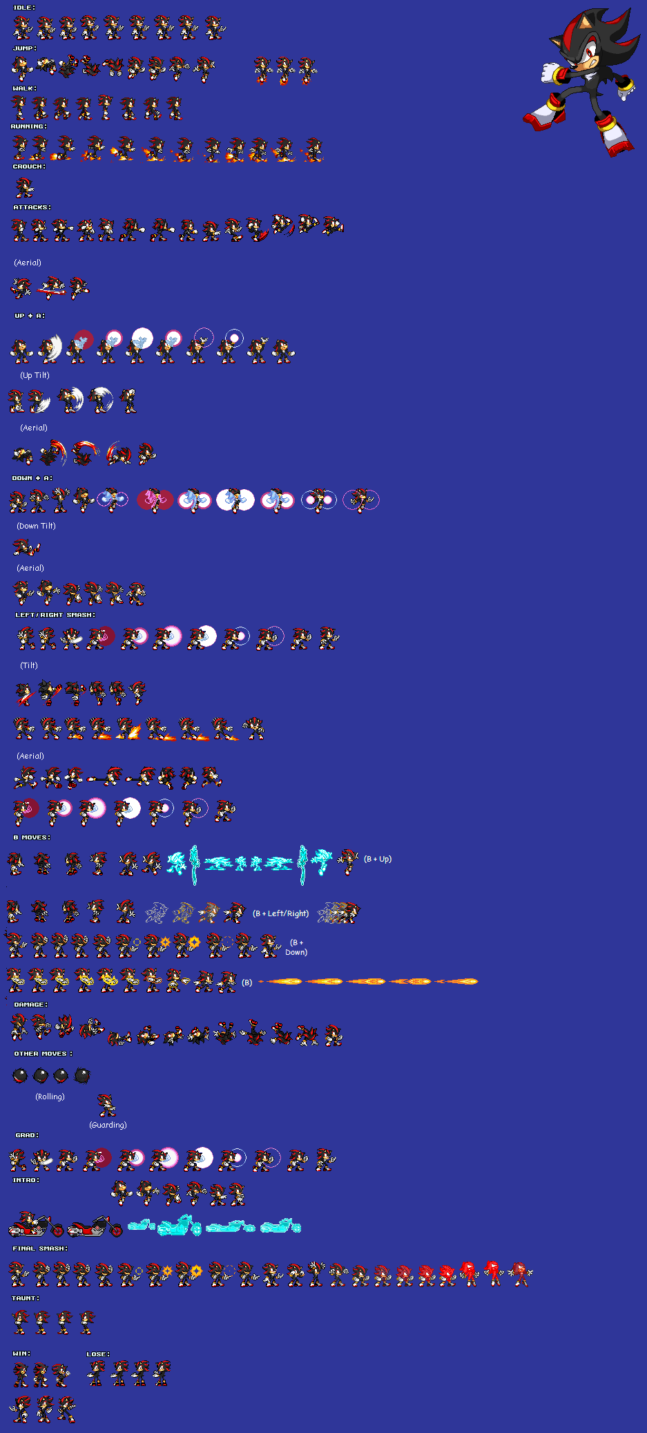 Shadow - Sprite Sheet by XxAlexsmashxX on DeviantArt