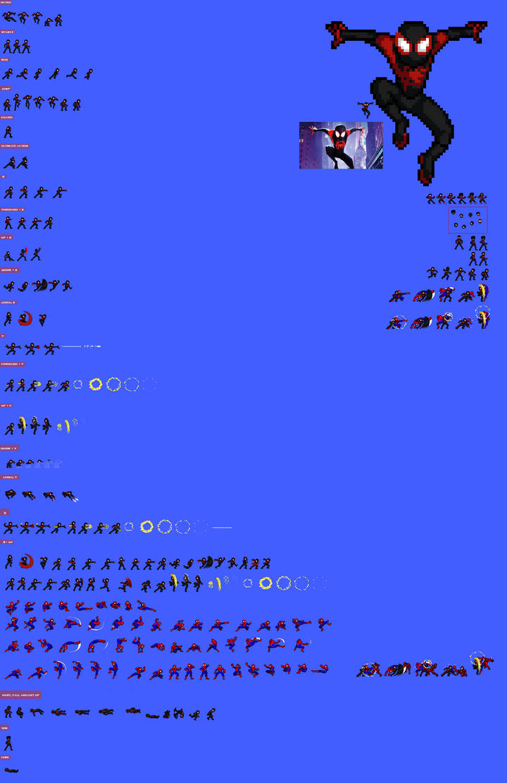 Miles Morales Jus sprite sheet Credits desc by XxAlexsmashxX on