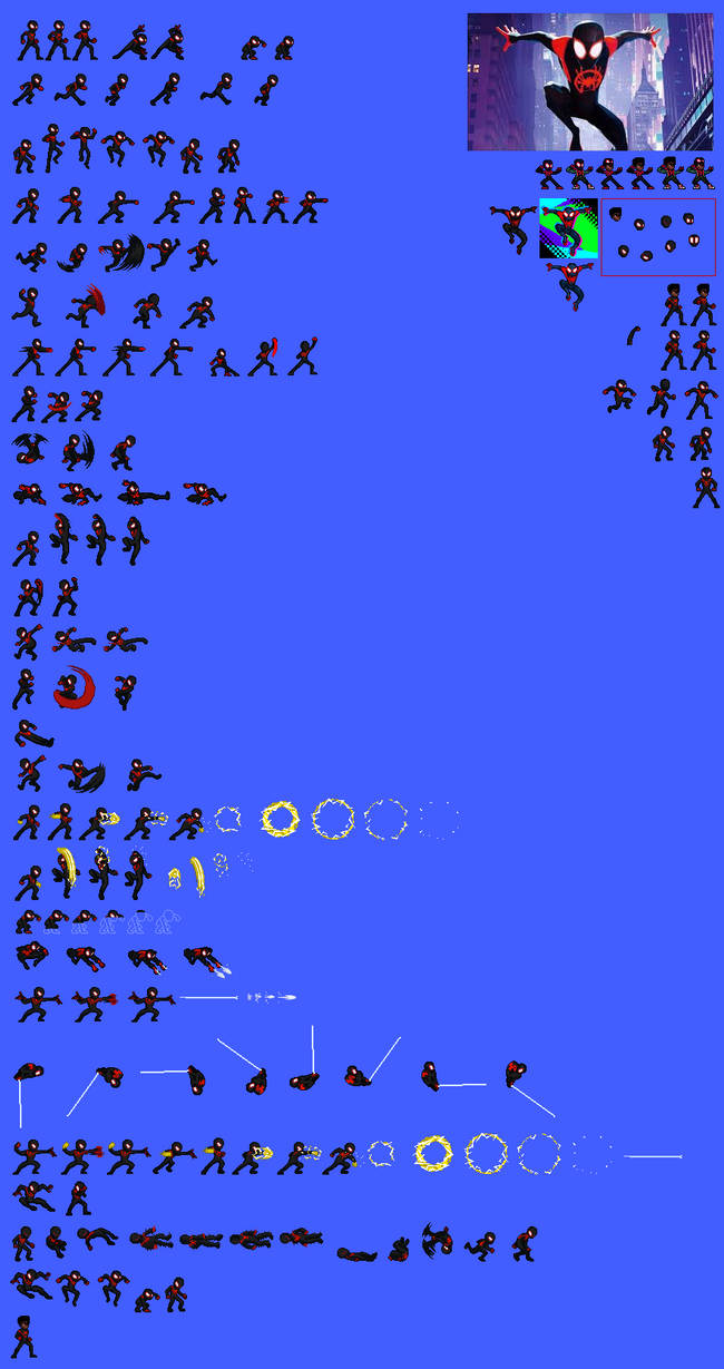 Miles Morales Jus sprite sheet Credits desc by XxAlexsmashxX on