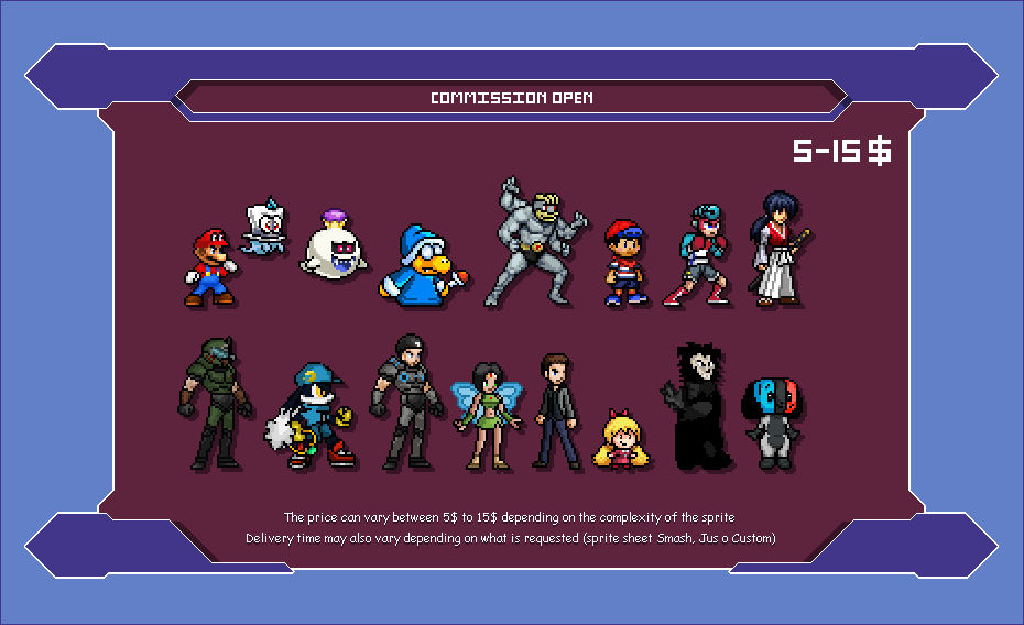 for hire] open pixel art commission, can do sprite sheet for game