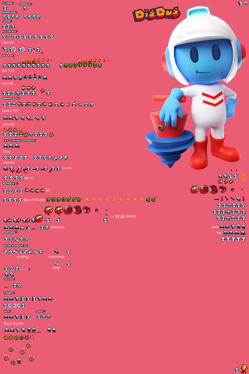 Dig Doug Graphics Dig dug - Sprite sheet - Credits desc by XxAlexsmashxX on DeviantArt