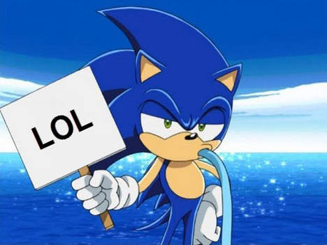 Sonic holding a sign