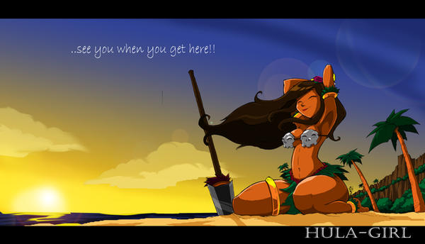 Hula-Girl Sunset Desktop by ShoNuff44