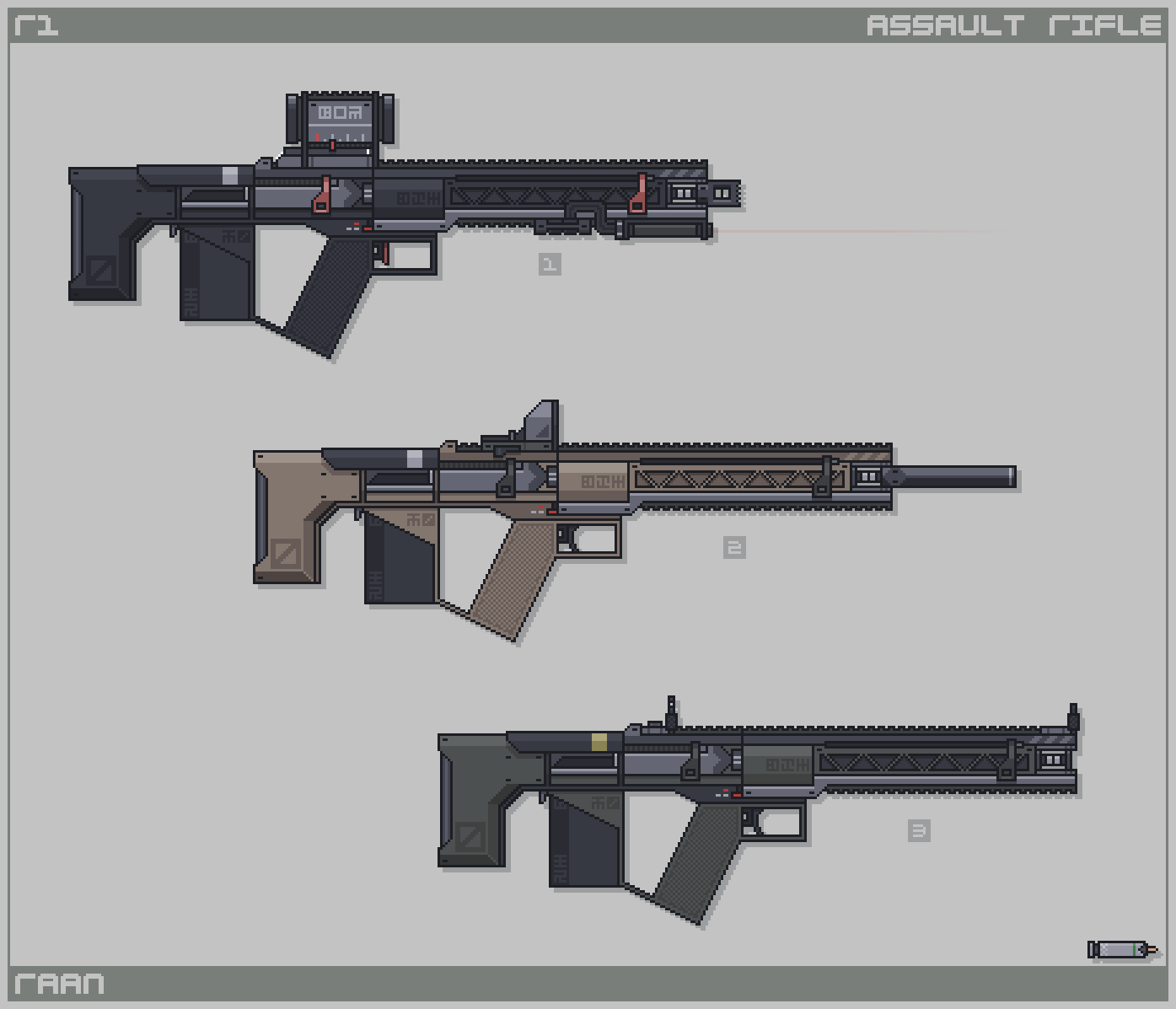 Pixel Art Gun Raan R1 Assault Rifle Variants By AsarraDraws On pixel-art-gun-raan-r1-assault-rifle-variants-by-asarradraws-on
