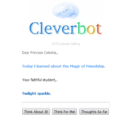 Cleverbot and I wrote a letter to the Princess