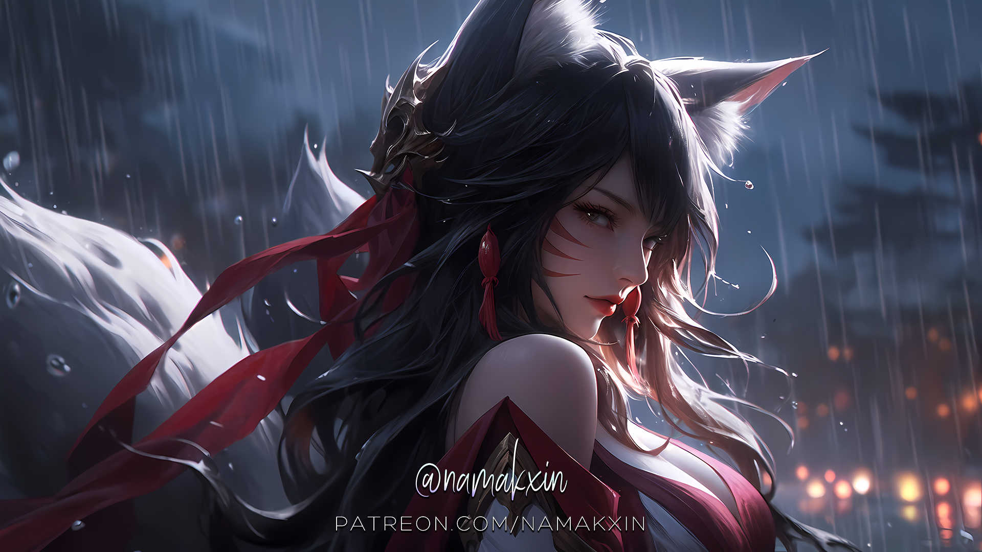Ahri Real (P01B4) Ahri in the rain by namakxin on DeviantArt