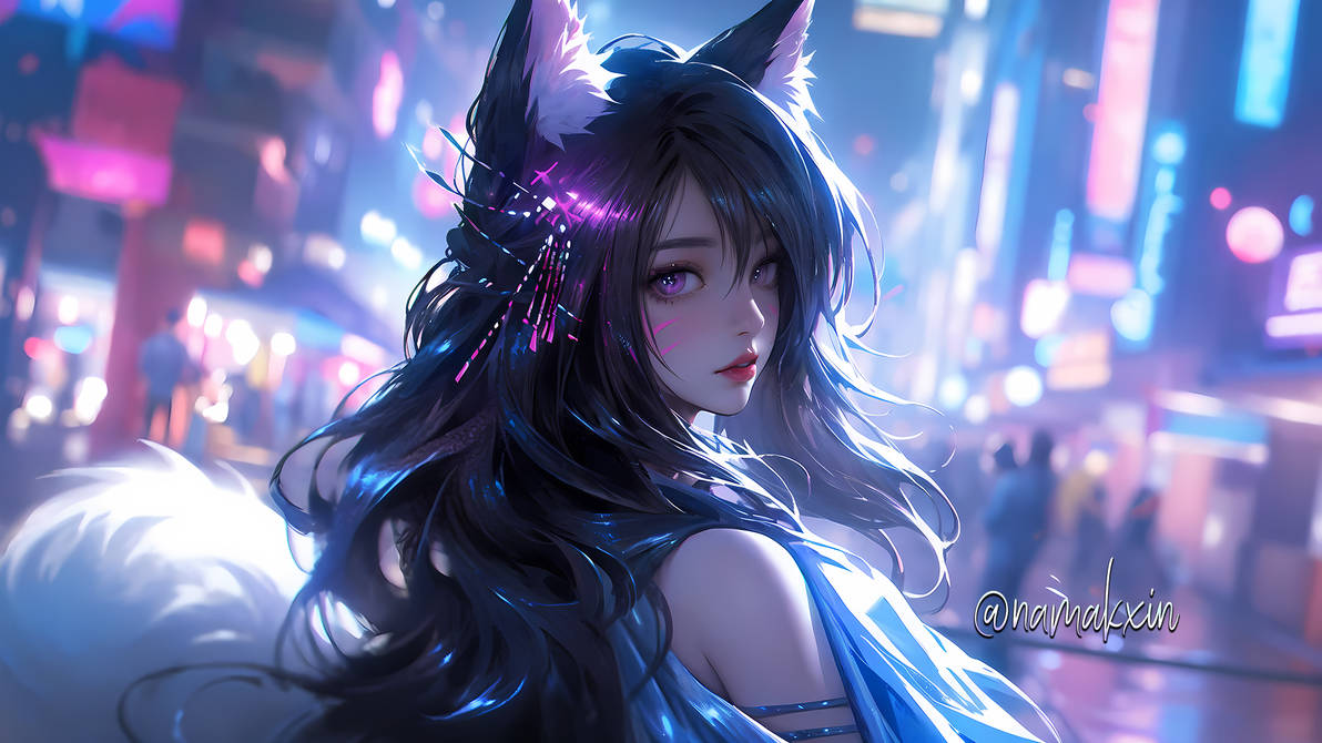 (P01H4) Neon Idol Ahri by namakxin on DeviantArt