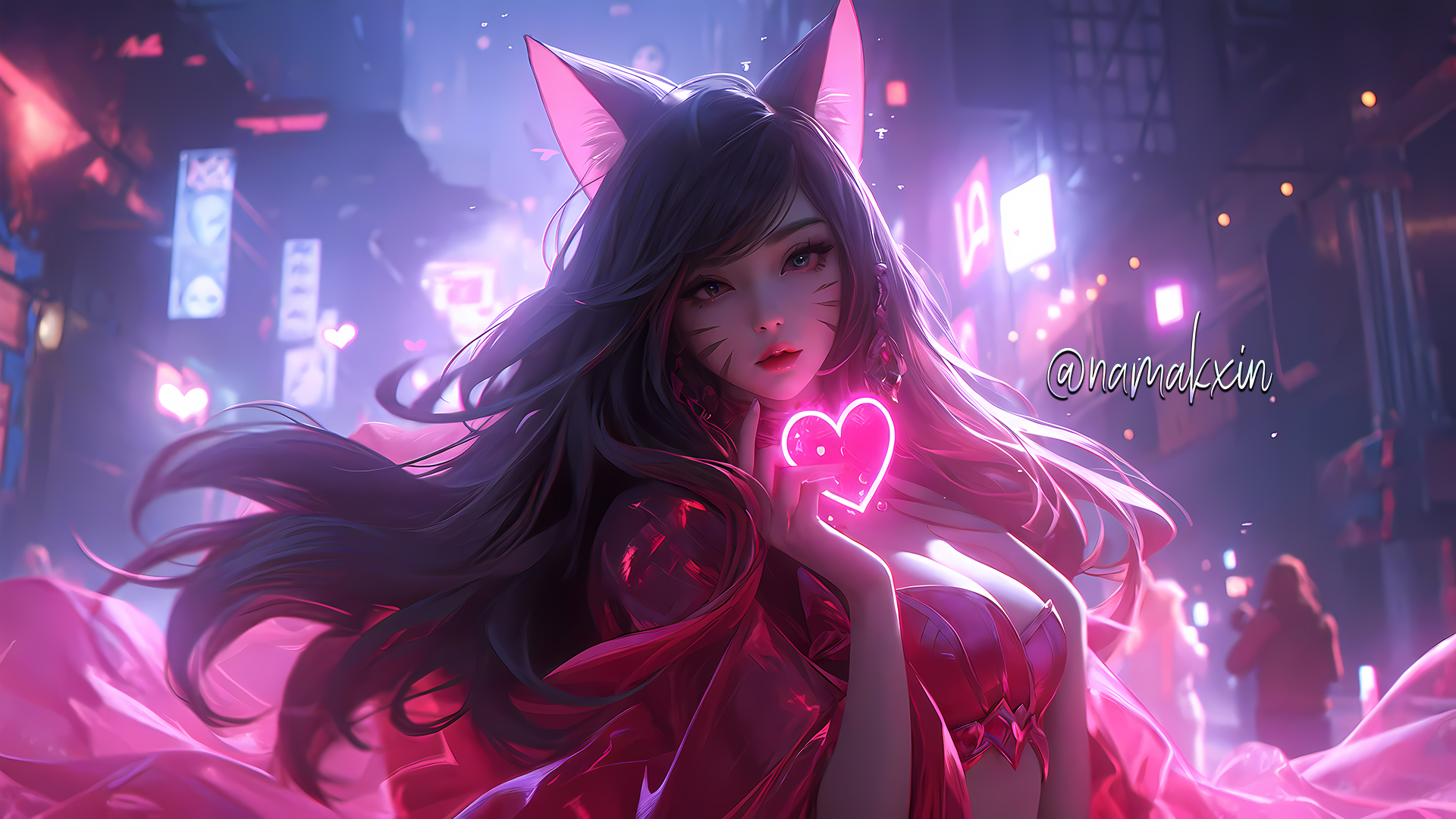 (P01H5) Neon Idol Ahri by namakxin on DeviantArt
