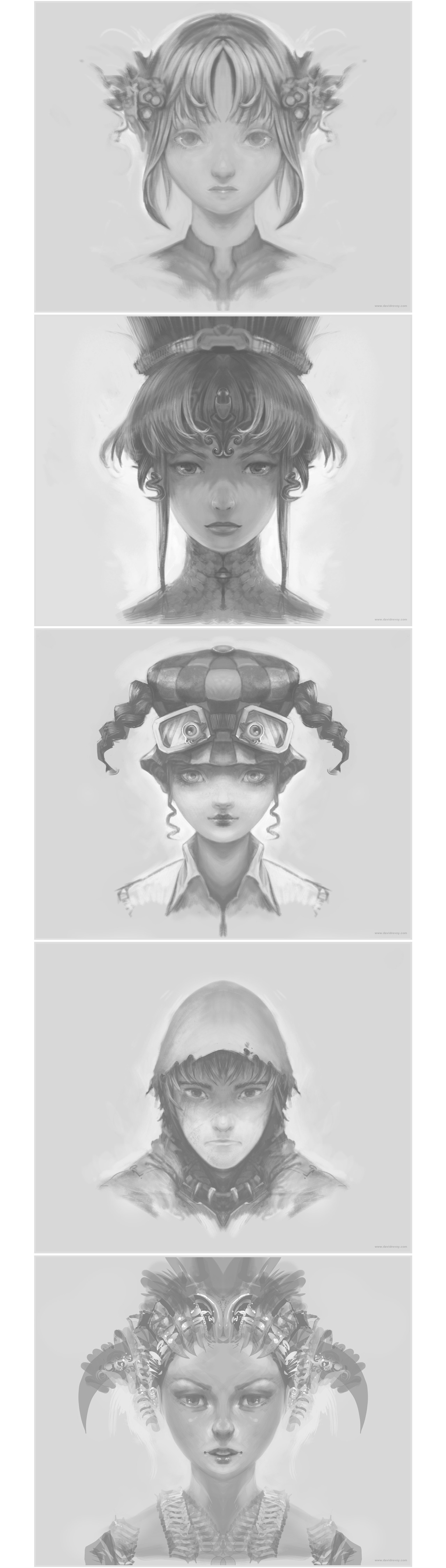 5 mirrored speedpainting portraits