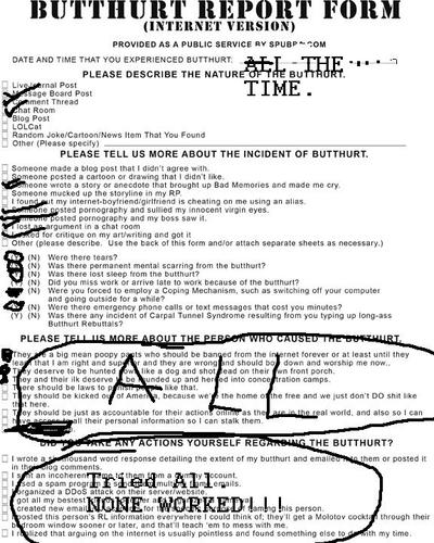 Butthurt Checklist Butthurt form FILLED OUT by reikanobutushi on DeviantArt