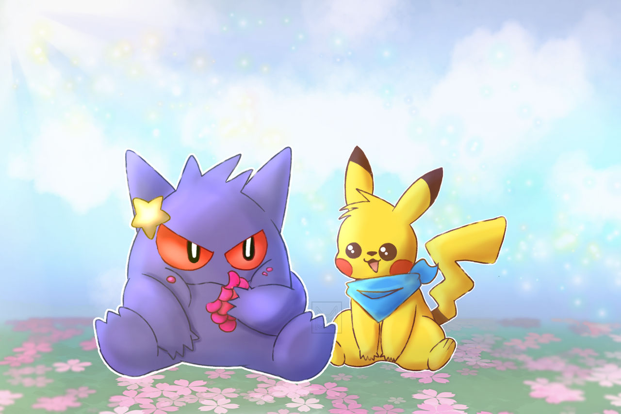 Pikachuachu Pikachu y Gengar by J3N1K on DeviantArt