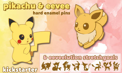 POKEMON Pikachu, Eevee and eeveelution Enamel Pin