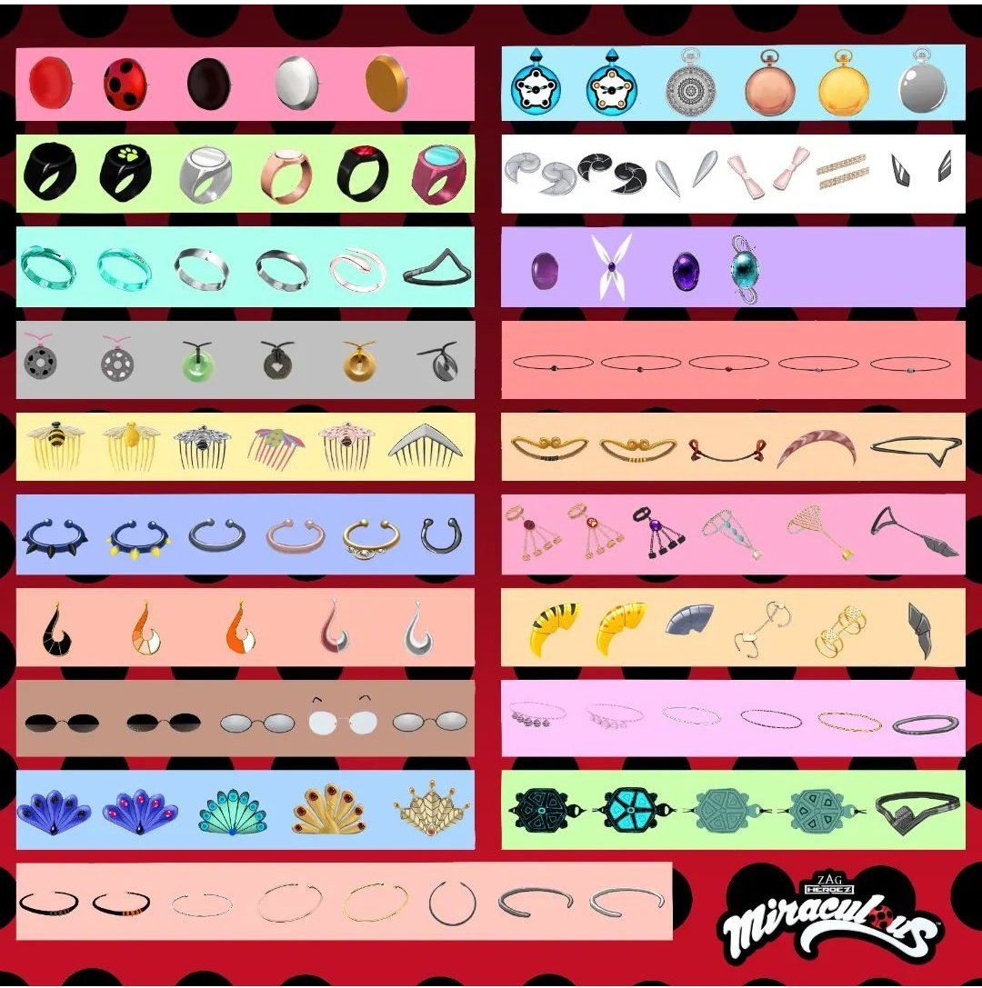 Miraculous Ladybug all of the Miraculouses by Eth74 on DeviantArt