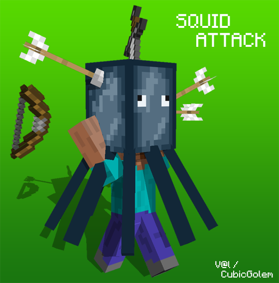 Minecraft Render Squid Attack By Cubicgolem On Deviantart