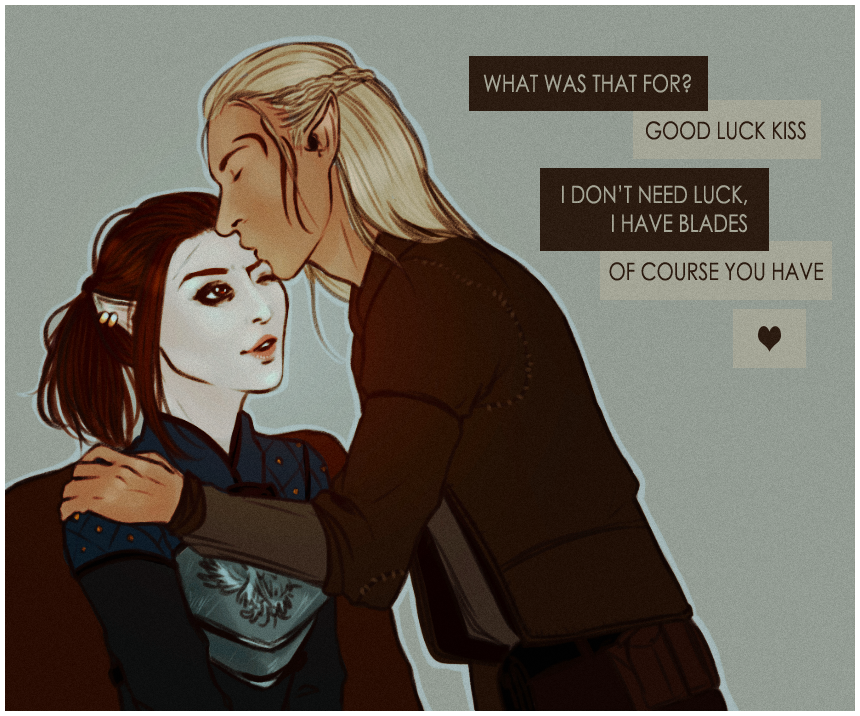 DAO: Good Luck Kiss {Zevran/Tabris}