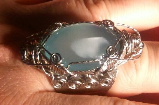 Blue Chalcedony stainless Steel Mid Evil Ring