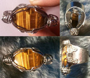 Hand~Made Stainless Steel Tiger's Eye Ring