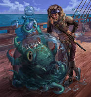Pirate Sorceress and her pet kraken hatchling