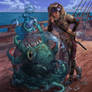Pirate Sorceress and her pet kraken hatchling