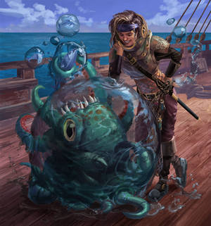 Pirate Sorceress and her pet kraken hatchling