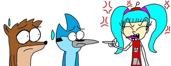 Hatsune BenMiku Yelling at Mordecai and Rigby