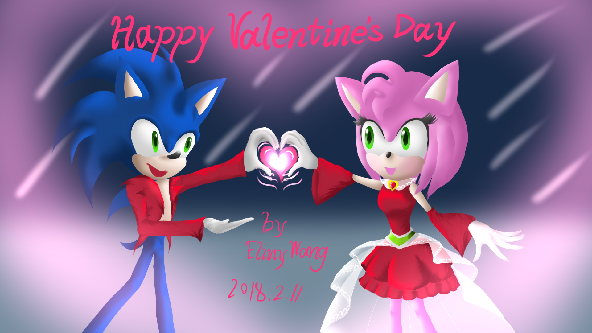 Hey, Happy Valentine's Day, Amy!” Sonic x Amy Art