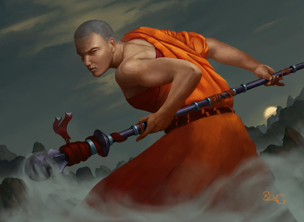 Замах на голову. Монах воин Шаолинь арт. Шаолиньский монах Fantasy Art. Арт фэнтези монах Шаолинь.