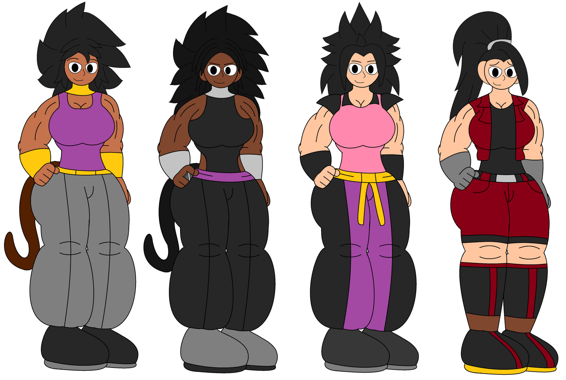 Carolla, Umber, Caulifla, And Kale Base Form by bigtime99 on DeviantArt