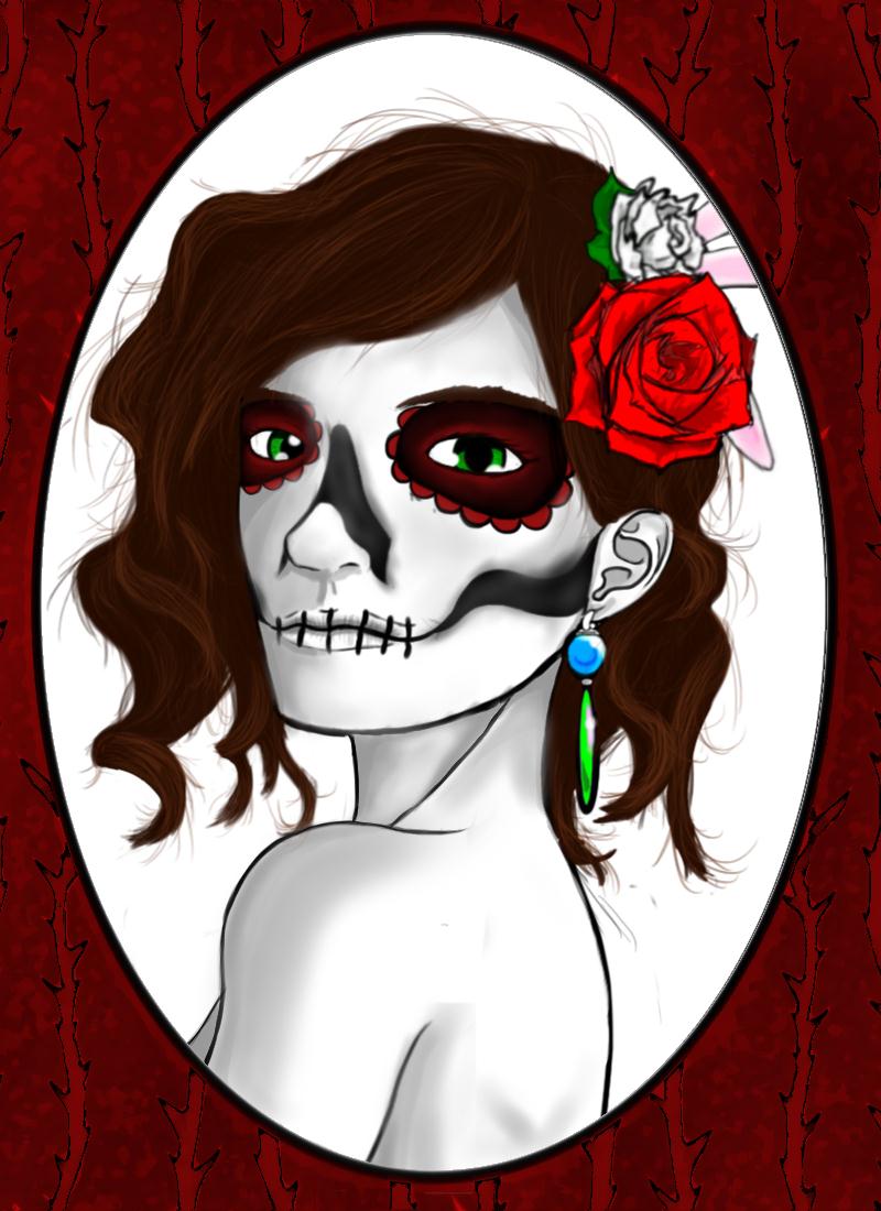 Skull and Flowers Portrait