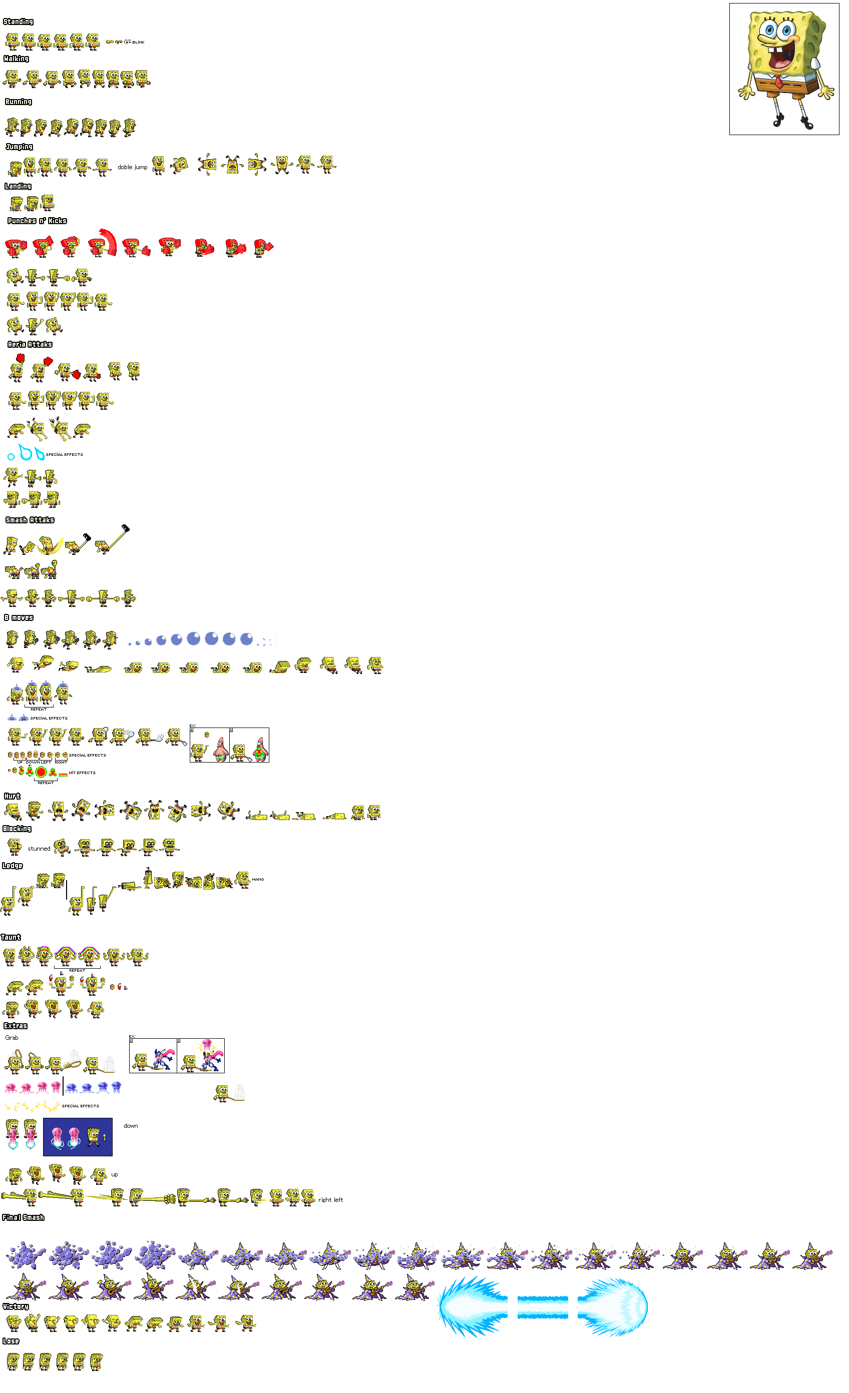 spongebob sprite sheet by Mariopro008 on DeviantArt