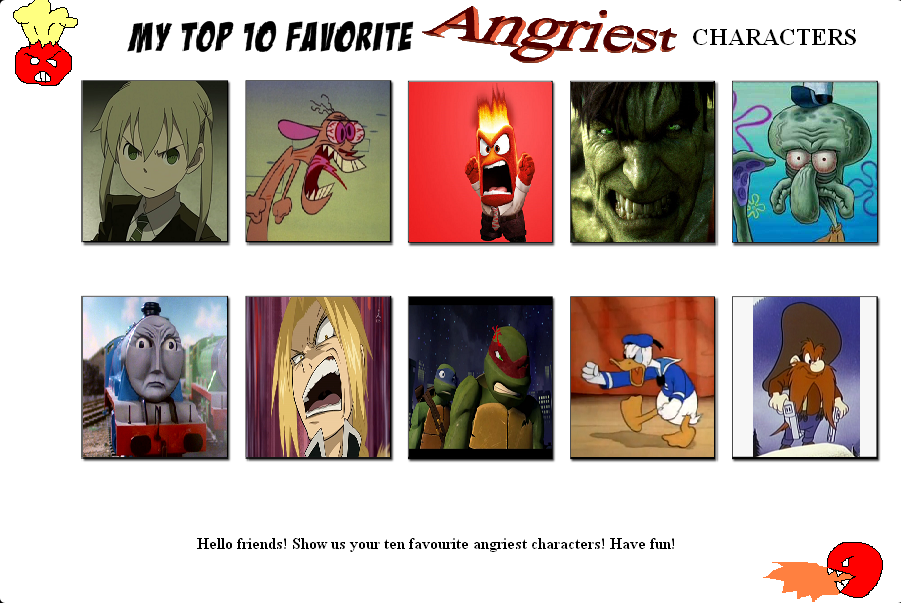 My top 10 favorite angriest characters