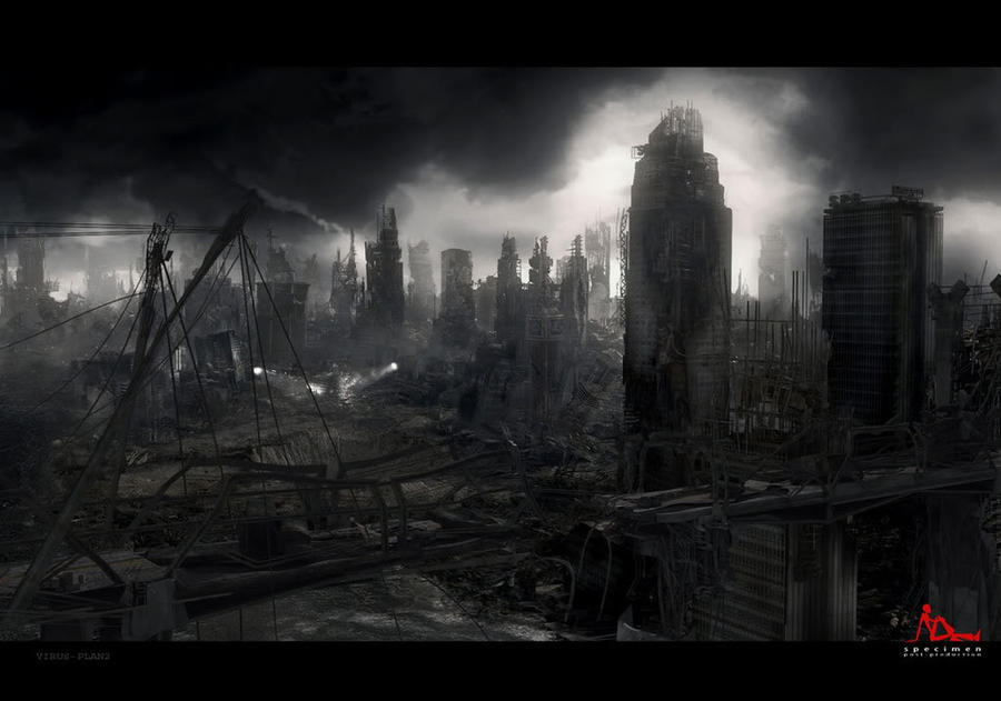 Demo city. Руины города после войны арт. Гибель человечества. Дистопия город. Dark Ruins Panorama.