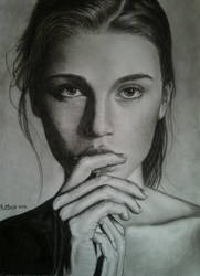 Beautiful girl portrait graphite drawing