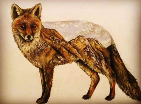 Fox merged with landscape