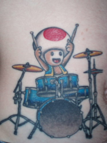 Toad playing drums