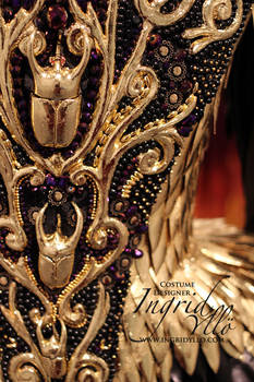 Close up of costume for the Queens Gallery