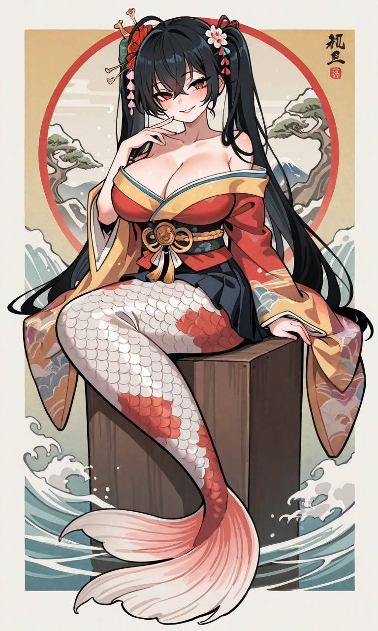 Taiho (Azur Lane) Mermaid 2 (Ukiyoe style) by MulberryFiction on