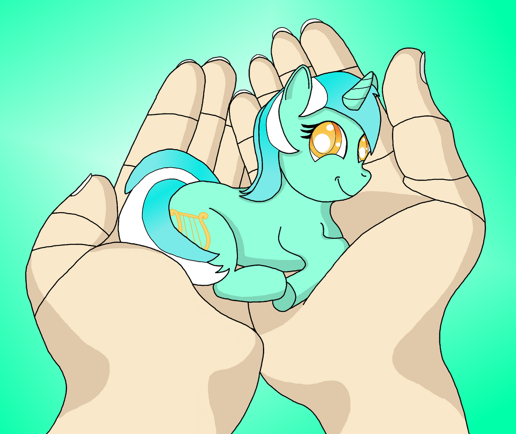 Lyra Resting on a Pair of Hands