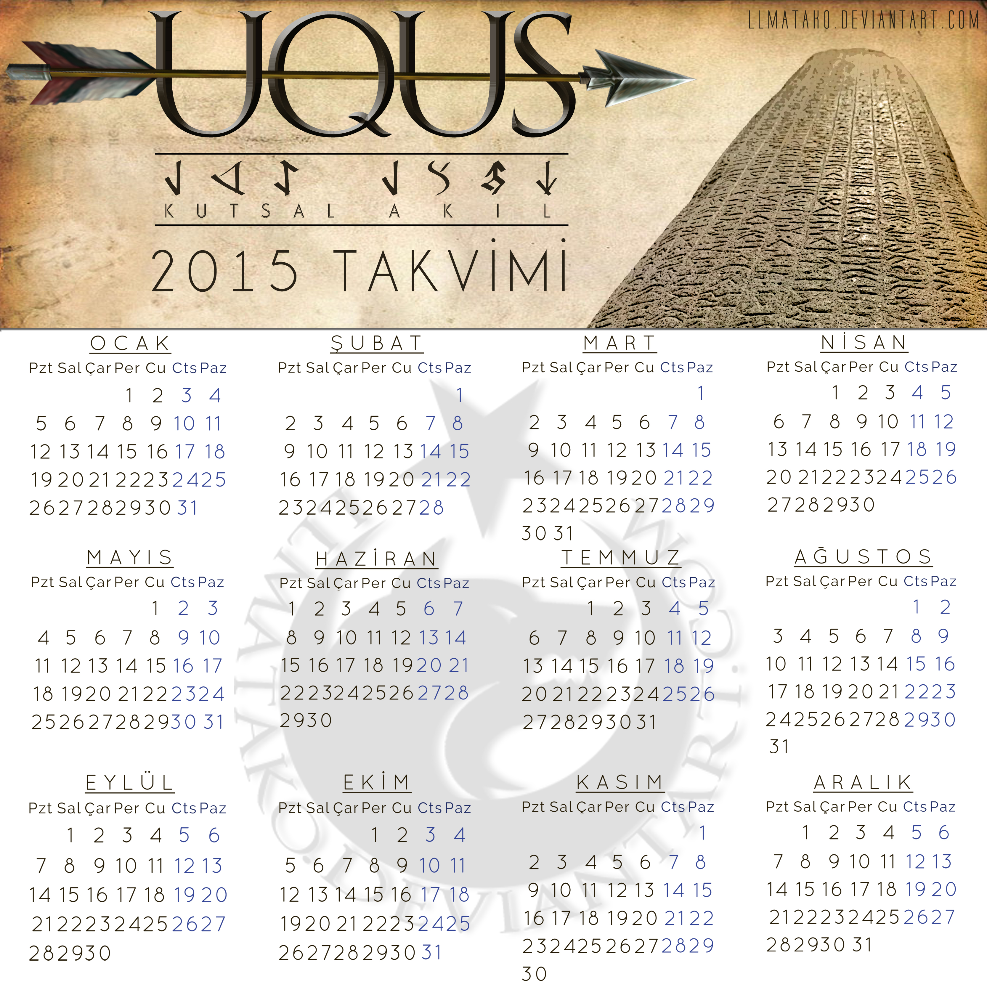 2015 Takvimi - Calendar