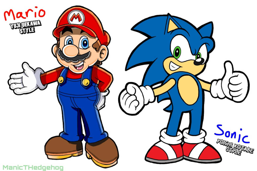 Sonic and Mario in Alternate Artists Style by ManicTHedgehog on DeviantArt