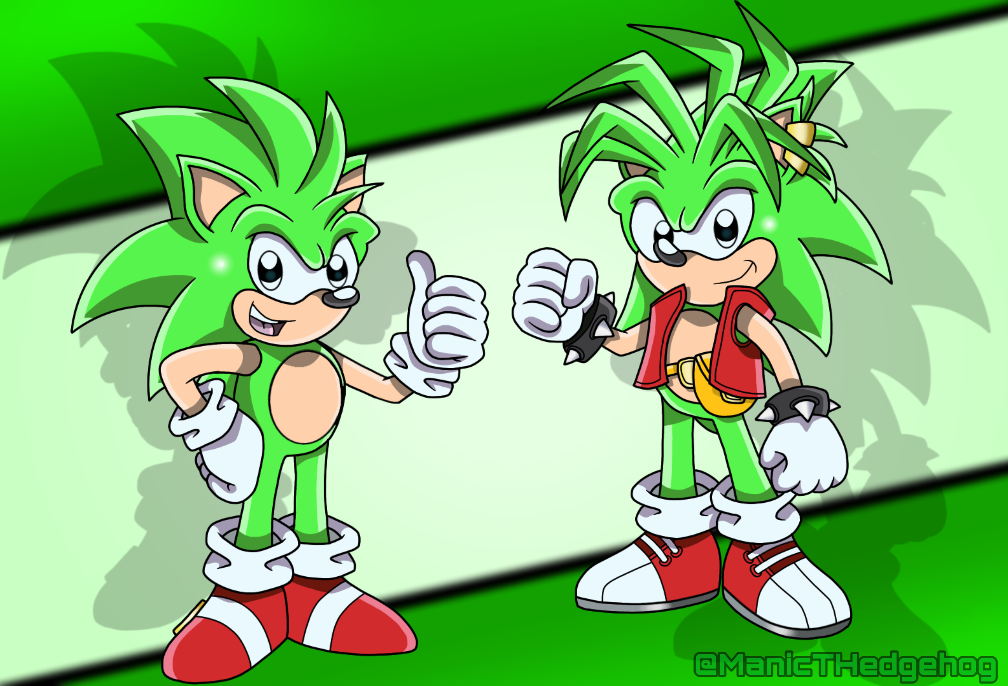 Early Design Manic and Final Design Manic by ManicTHedgehog on DeviantArt