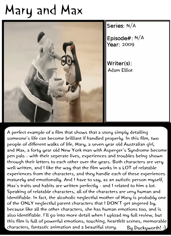 Mary And Max 1001 Animations By Duckyworth On Deviantart Mary And Max 1001 Animations By Duckyworth On Deviantart
