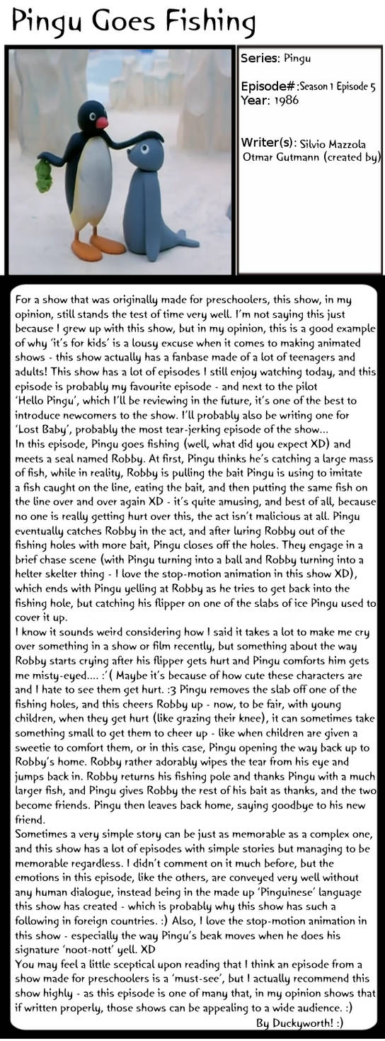 Pingo Fish Pingu Goes Fishing 1001 Animations by Duckyworth on DeviantArt