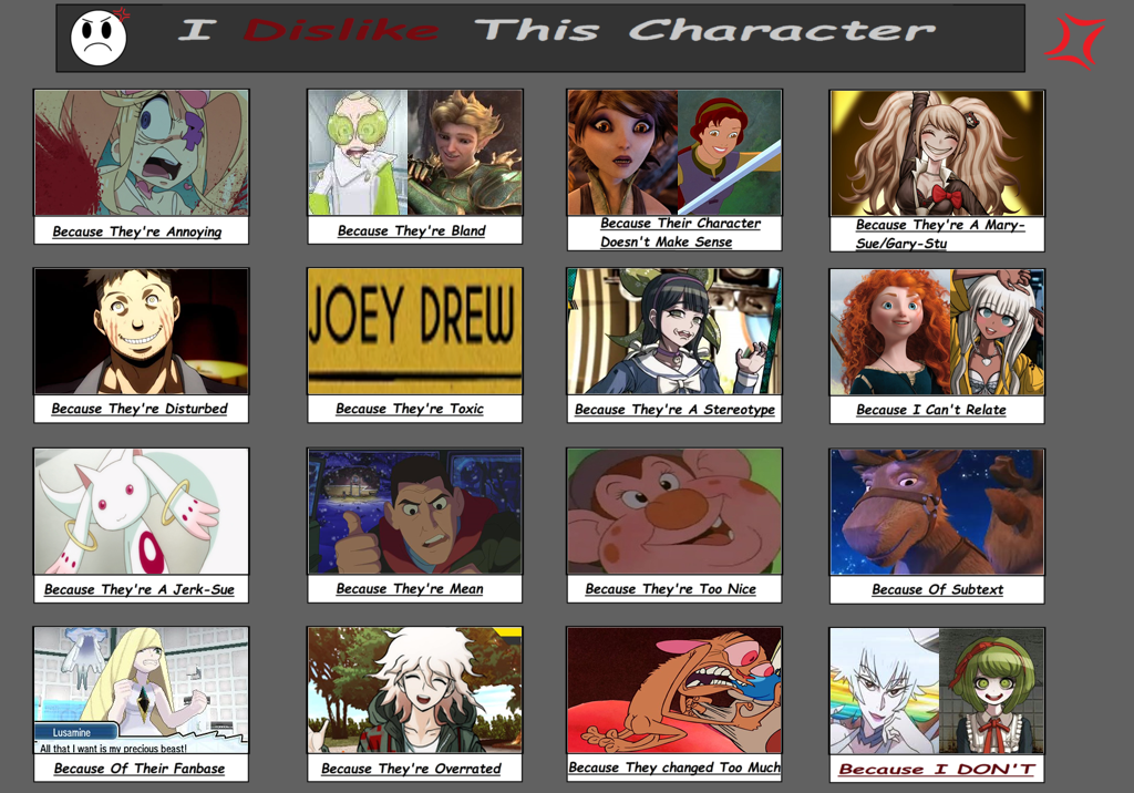 I Dislike This Character Meme Version 1 By Duckyworth On Deviantart I Dislike This Character Meme Version 1 By Duckyworth On Deviantart