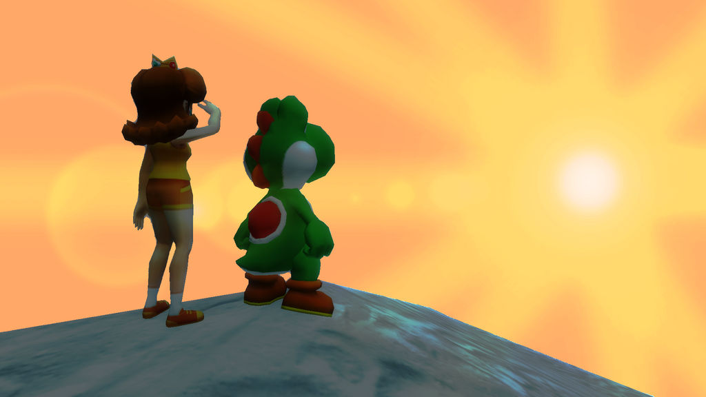 Yoshi Daisy and the sunset