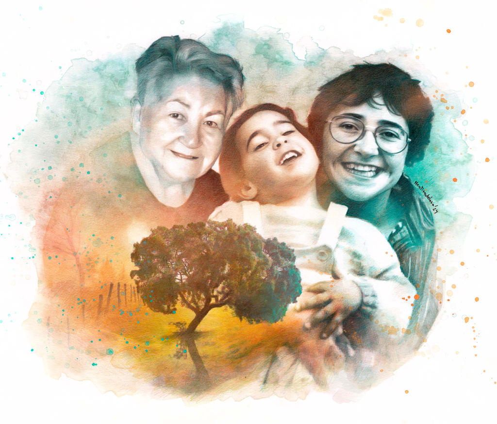 Oneiric realistic family portrait