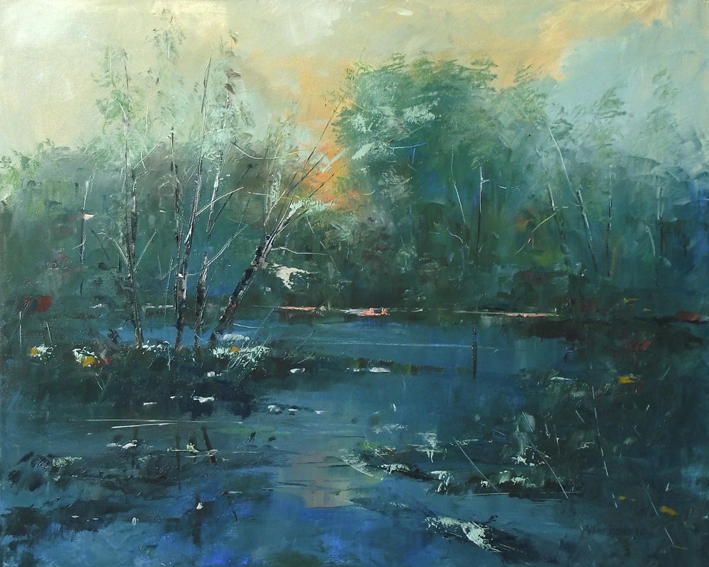 Gray evening by the pond by vitalimash Gray evening by the pond by vitalimash