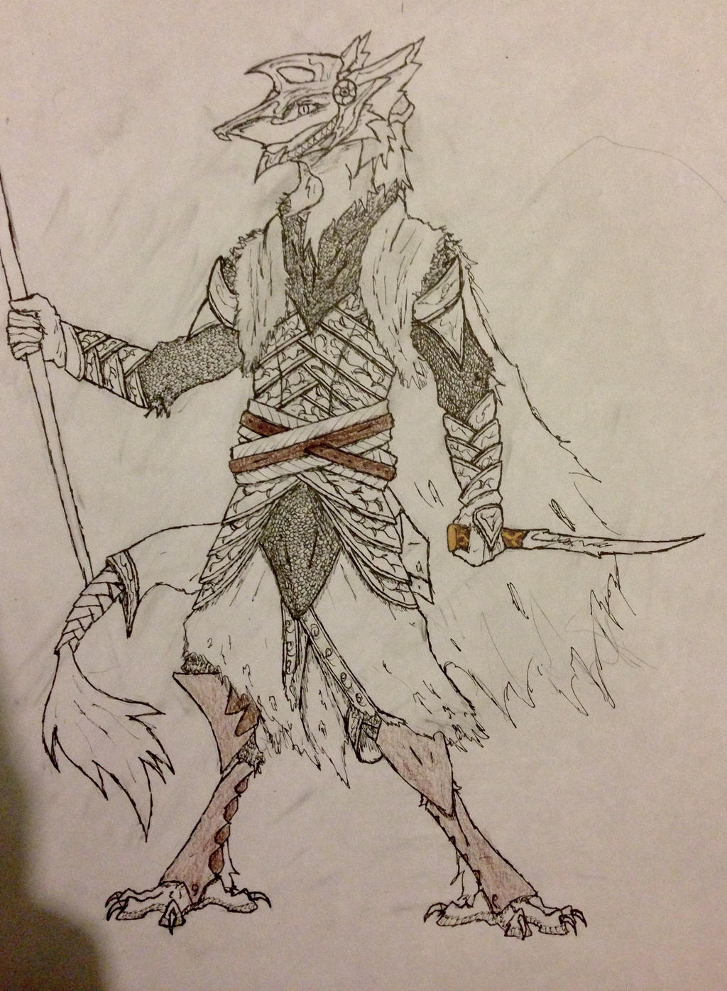 Sergal in elven armor wip