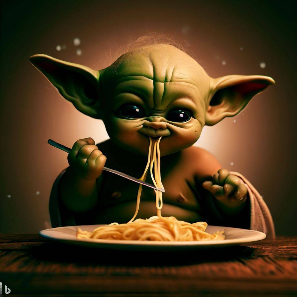 Baby Yoda eats speghetti by BananicaUnlimited on DeviantArt