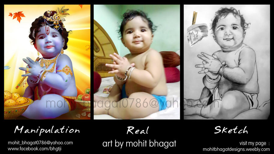 Baby Krishna - Manipulation - Real - Sketch